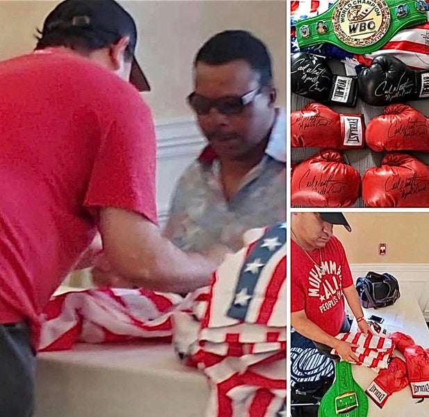 Carl Weathers signs for icons of boxing