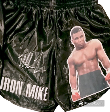 Mike Tyson Autographed signed Custom made with Tyson on the black boxing trunks COA