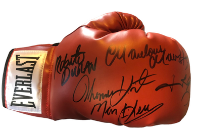Duran, Hagler, Leonard, Hearns Autographed multi-signed 4 Kings Boxing Glove Certified.