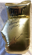 Cassius Clay and Smokin' Joe Frazier Super Rare Autographed 22 inch Size Charity Everlast Gold Boxing Glove