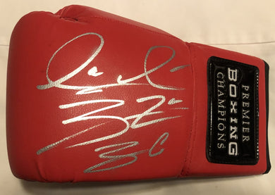Deontay Wilder Red signed Rare Autographed boxing glove in silver marker. JSA