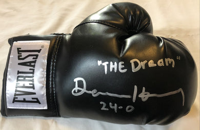 Devin Haney the Dream Autographed Black Boxing Glove signed in silver.