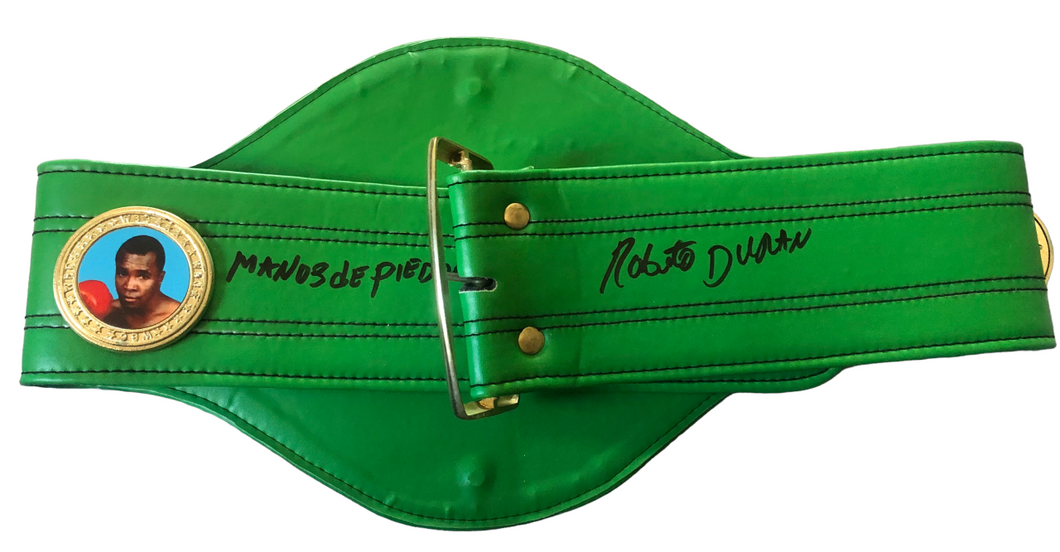 Roberto Duran Hands of Stone Autographed Signed Custom 4 Kings WBC Belt.