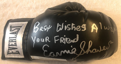 Earnie Shavers Signed silver autographed Black Everlast Boxing Glove Rare! Photo proof.