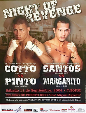 Miguel Cotto Dual autographed authentic black 18x24 signature Rare Fight Poster.