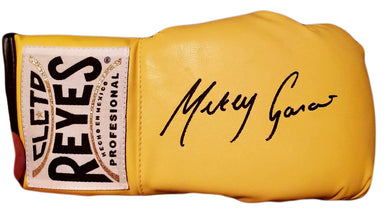 Mikey Garcia Autographed Reyes yellow Boxing Glove in Black Signature