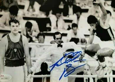 Riddick Bowe signed 8x10 photo 88 Olympics semifinals victory over Russian JSA