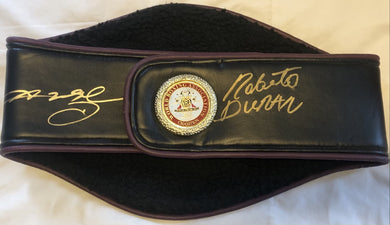 Roberto Duran & Sugar Ray Leonard Autographed WBA Championship Full Size Belt