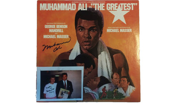 Muhammad Ali Autographed Rare Record Album Cover hand signed in blue ink with photo proof