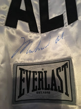 Muhammad Ali Autographed Custom Made White Boxing Robe signed in Blue