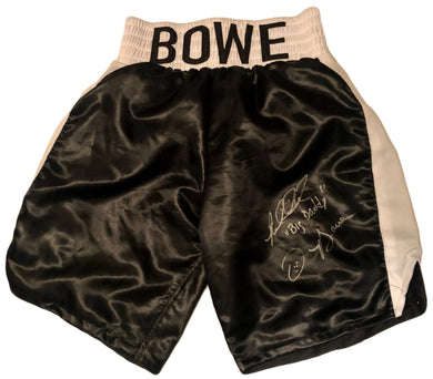 Riddick Bowe Autographed with inscriptions Everlast Boxing Black Trunks