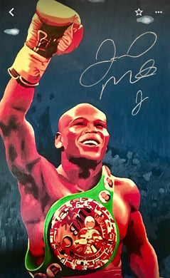 Floyd Mayweather Jr. Signed 24 x 36 Autographed Custom Hand Painted Canvas