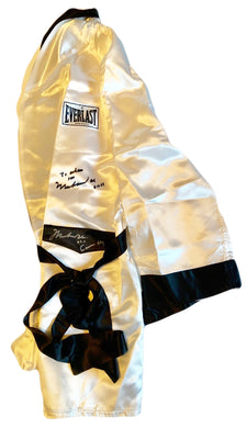 Muhammad Ali Twice Autographed Custom Made White Boxing Robe