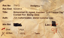Muhammad Ali aka Cassius Clay Autographed Everlast Boxing Glove with Dual certification