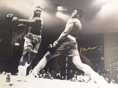 Muhammad Ali Dual Signed Autographed Rare 30 X 40 Size Vs Joe Frazier Photo OA