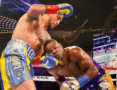 Vasyl Lomachenko Autographed 8 x 10 photo in Gold Signature, JSA CERT