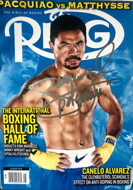Boxer Manny Pacquiao Autographed Ring Magazine in Silver Signature,