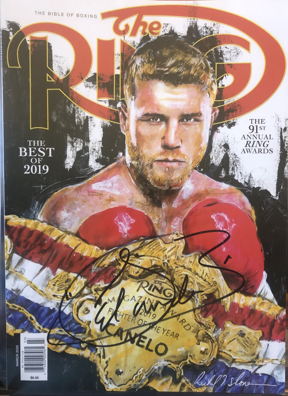 Canelo Alvarez Autographed Signed RING Magazine cover in Black