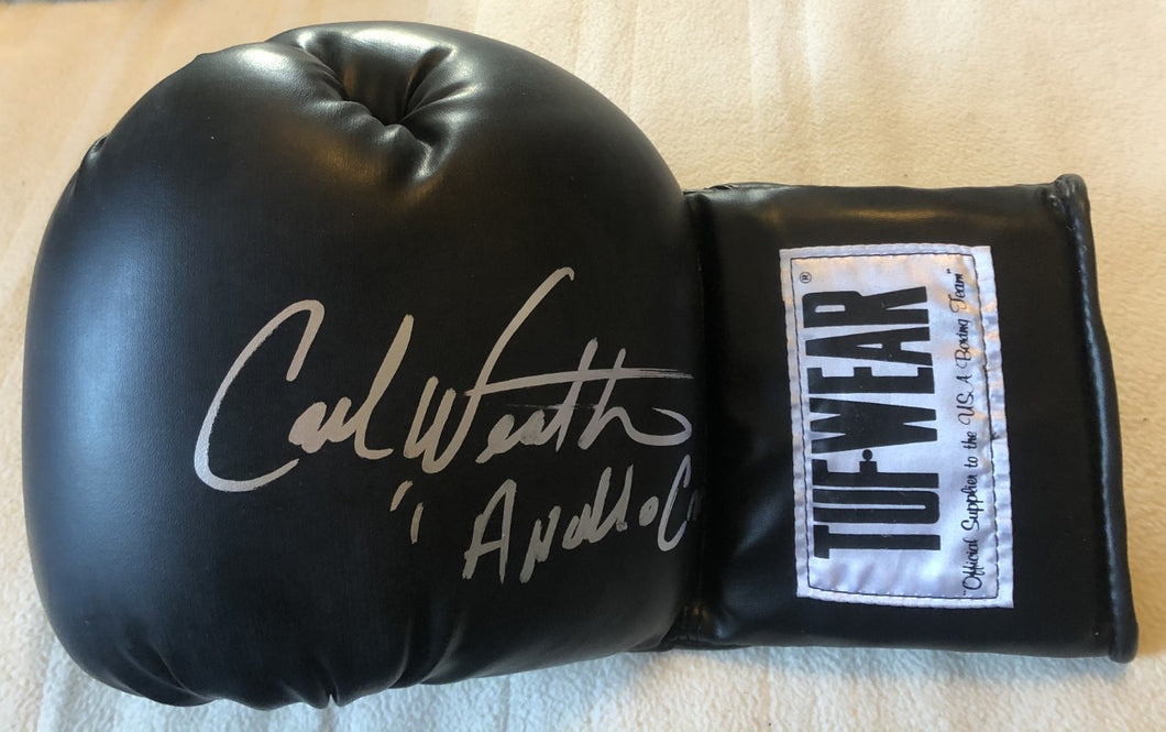 Carl Weathers Autographed TUFFWEAR Black Boxing Glove Inscribed