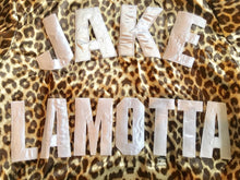 Autographed Jake LaMotta "The Ragging Bull" Leopard Skin Custom print Boxing Robe