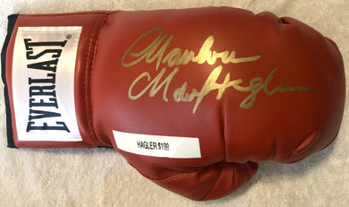 Marvin Hagler Autographed Red Everlast Boxing Glove in Rare Gold