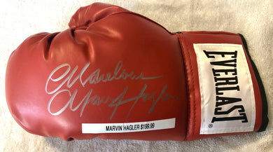 Marvin Hagler silver signed Autographed Red Everlast Boxing Glove
