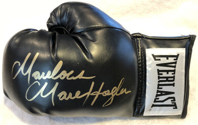 Marvin Hagler Autographed signed black Everlast Boxing Glove in Gold Marker