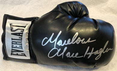 Marvin Hagler Autographed signed black Everlast Boxing Glove in silver Marker