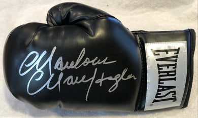 Marvin Hagler Autographed signed black Everlast Boxing Glove in silver Marker