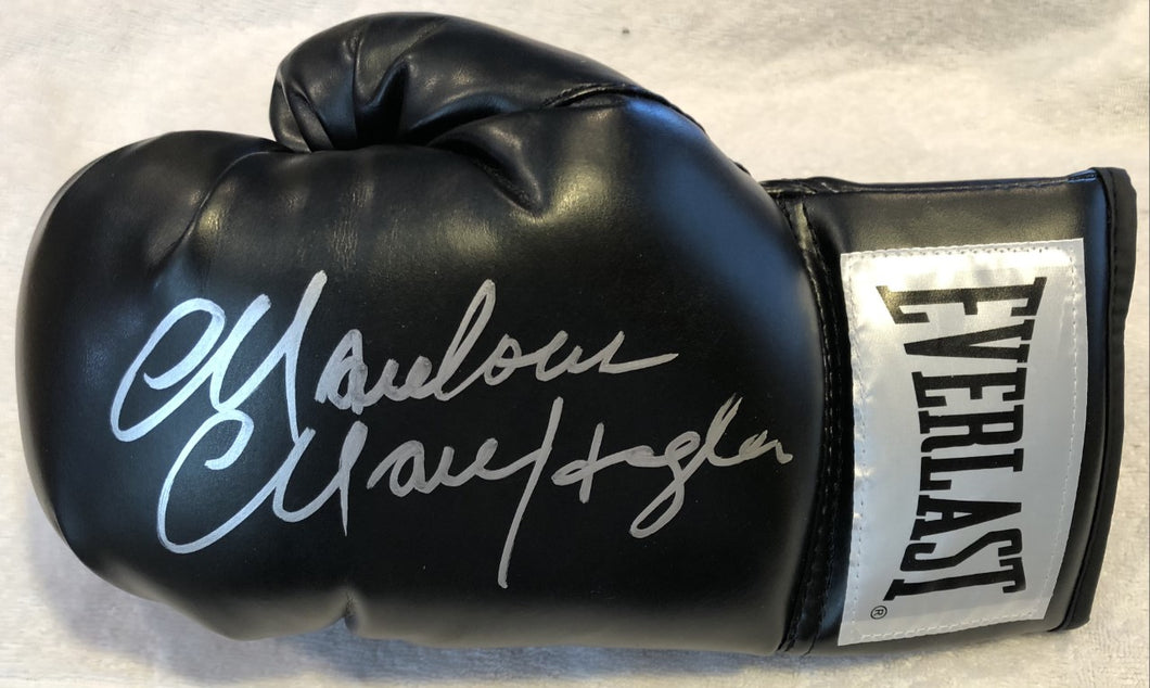 Marvin Hagler Autographed signed black Everlast Boxing Glove in silver Marker