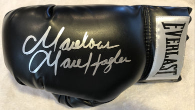 Marvin Hagler Autographed signed black Everlast Boxing Glove in silver Marker