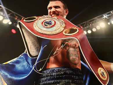 Boxer Vasyl Lomachenko Autographed 11x14 photo in Silver Signature, Photo Proof