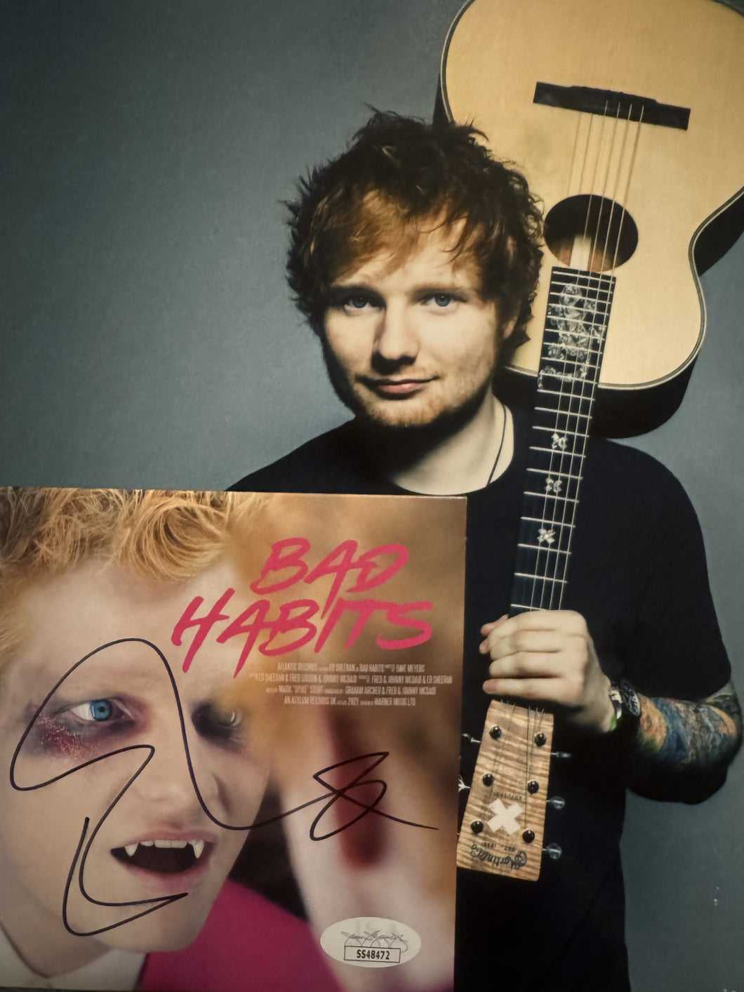 Ed Sheeran's track 'Bad Habits' Autographed Signed limited edition music CD with photo JSA COA