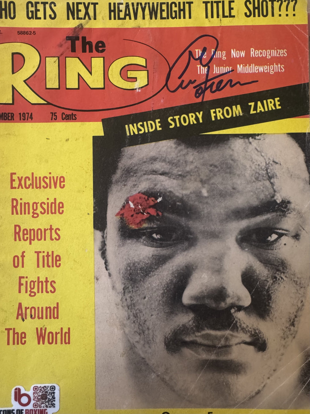 George Foreman signed Autographed Rare Vintage Boxing Magazine/program COA