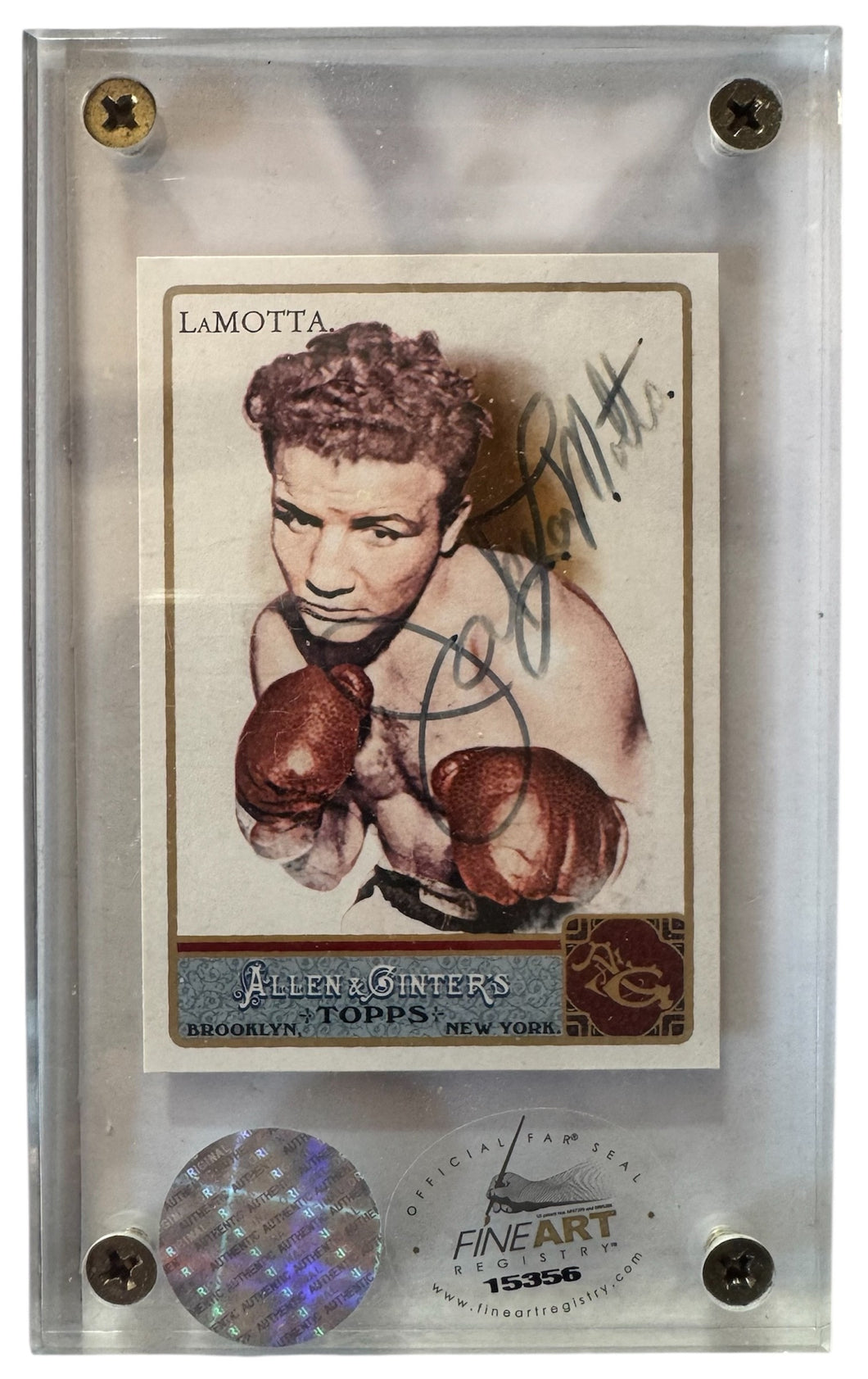 Jake LaMotta autographed signed rare collectors Boxing Card, COA
