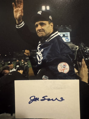 Joe Torre yankees baseball player autographed signed index card cut with blank photo COA.