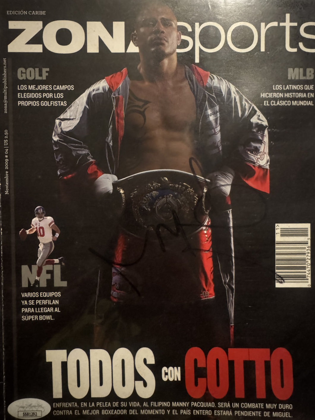 Miguel Cotto signed autographed Boxer Super Rare full spanish magazine. COA