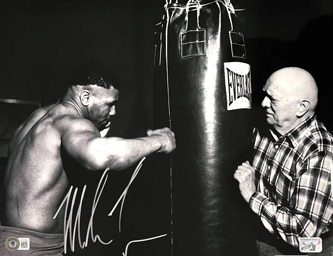 Mike Tyson and Cus Autographed signed 11x14 size Boxing Photo Beckett COA