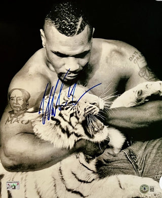 Mike Tyson and Tiger Autographed signed 11x14 size Boxing Photo Beckett COA