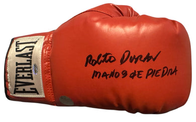 Roberto Duran signed autographed hands of stone inscribed Boxing Glove COA