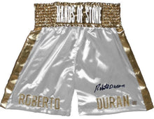 Roberto Duran Hands of Stone Autographed White Boxing Trunks ASI Proof