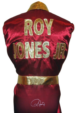 Roy Jones Jr Autographed Burgundy Boxing Robe ASI Proof