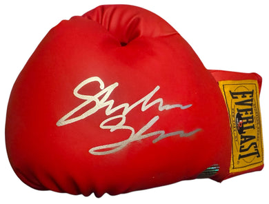 Shakur Stevenson Autographed Signed Red Boxing Glove signed in silver. COA