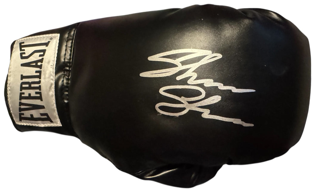 Shakur Stevenson Autographed Signed Black Boxing Glove signed in silver. COA