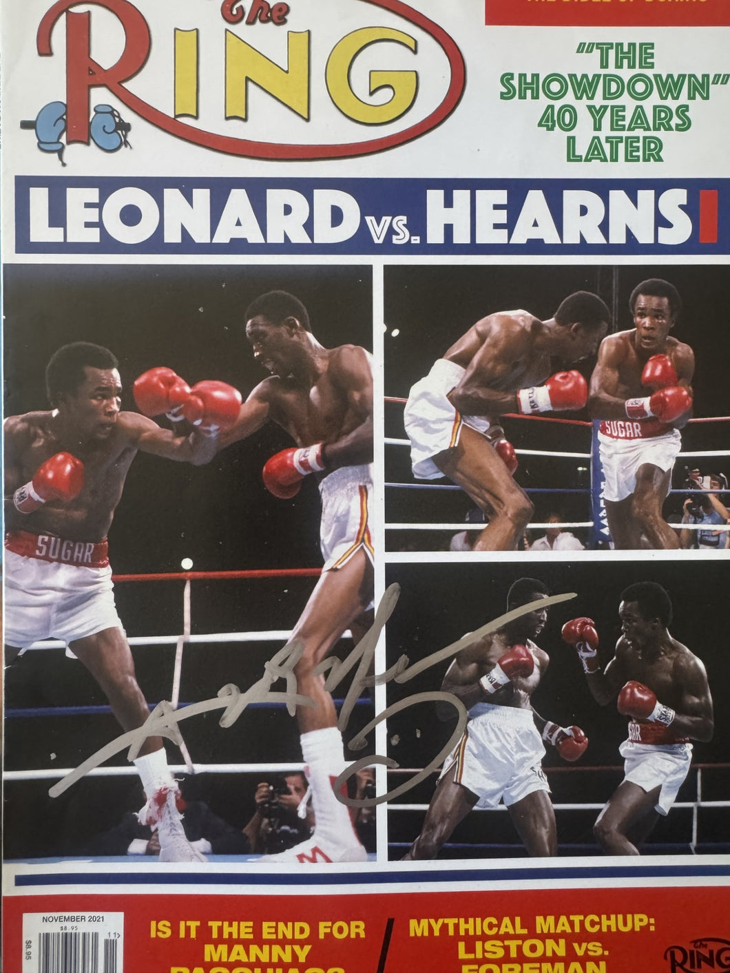 Sugar Ray Leonard Autographed Signed complete Boxing Magazine/program COA