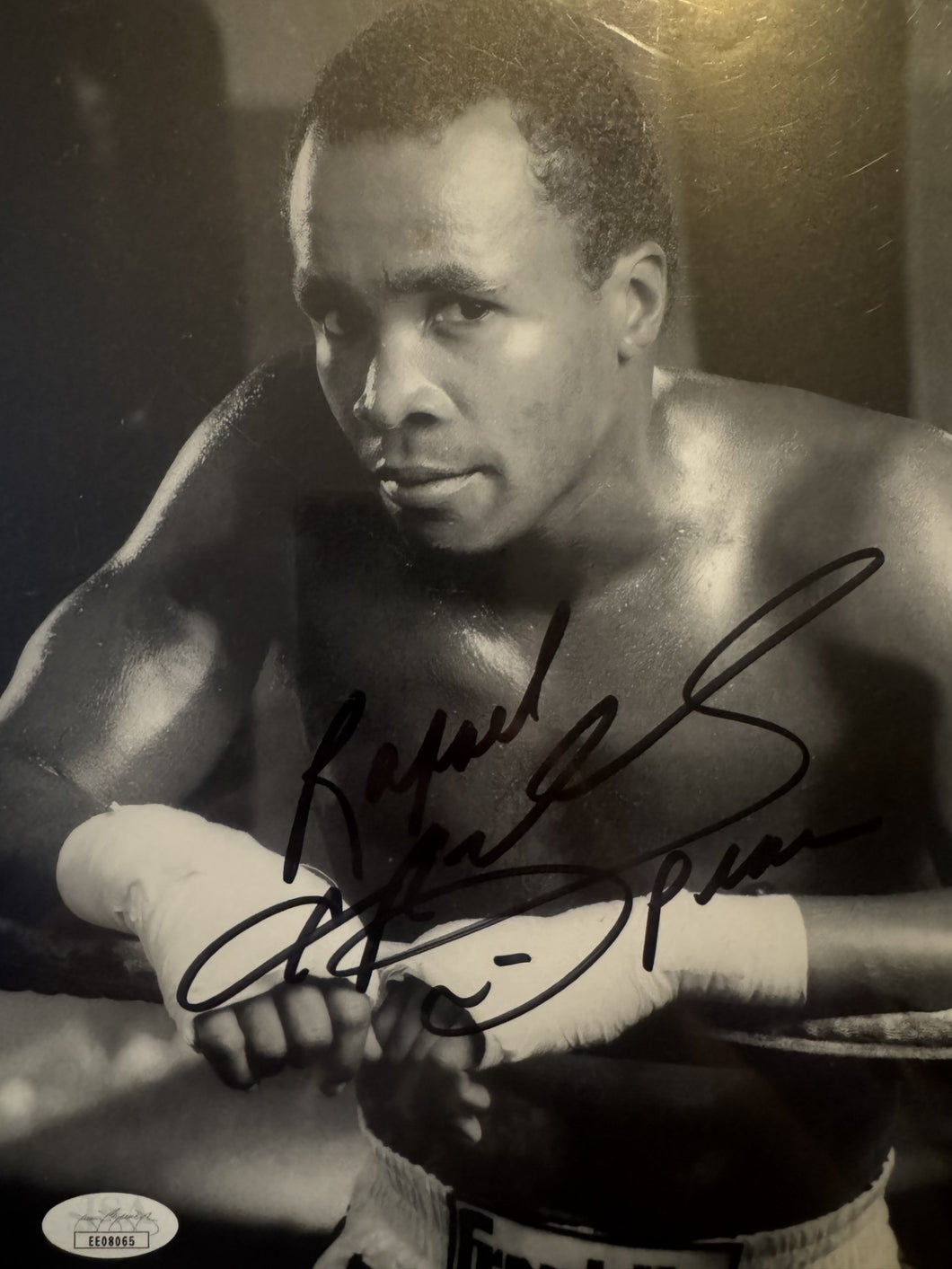 Sugar Ray Leonard signed autographed inscribed Boxing 8x10 Photo COA.
