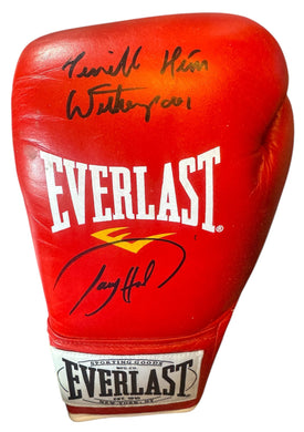 Tim Witherspoon and Larry Holmes dual signed autographed fight worn boxing glove COA