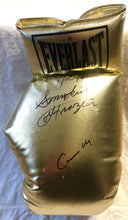 Cassius Clay and Smokin' Joe Frazier Super Rare Autographed 22 inch Size Charity Everlast Gold Boxing Glove