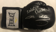 Duran & Leonard Dual Autographed signed in Silver Black Boxing Glove Certified.
