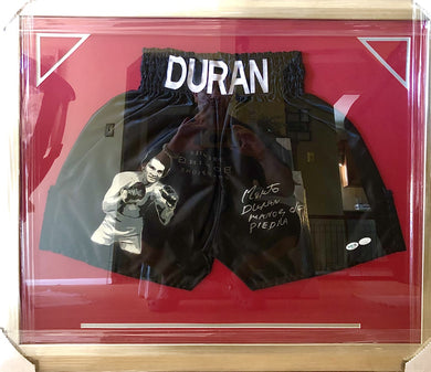 Roberto Duran Custom Young Hand Painted signed Autographed Boxing Trunks RARE JSA